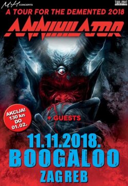 Annihilator (in gostje), nedelja, 11.11.2018, Zagreb (Boogaloo), Hrvaška!