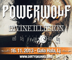 Znana časovnica koncerta Powerwolf v Gala hali, 16.11.2013!
