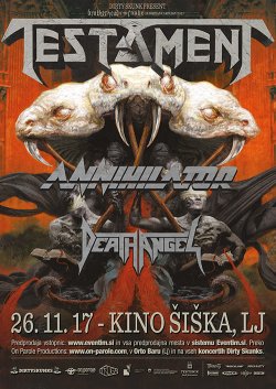 Testament (Annihilator, Death Angel), nedelja, 26.11.2017, Ljubljana (CUK Kino Šiška)!